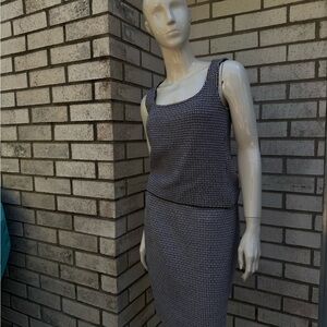 St. John black and white textured knit tank top and skirt